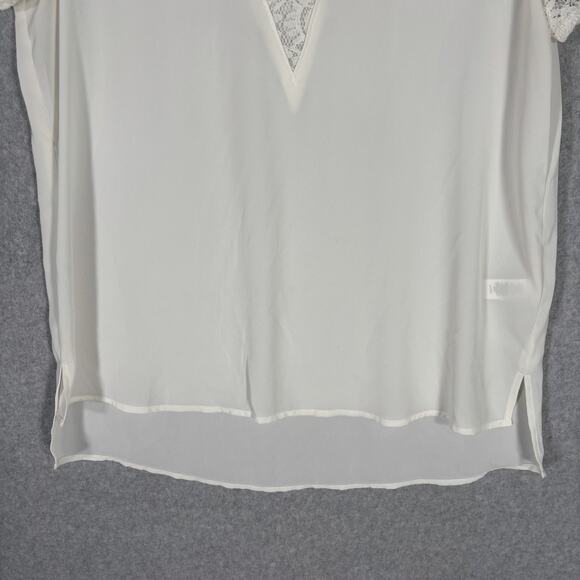 90s Express Top Medium Cream Lace Sheer Coquette Romantic Feminine Delicate - Picture 3 of 9